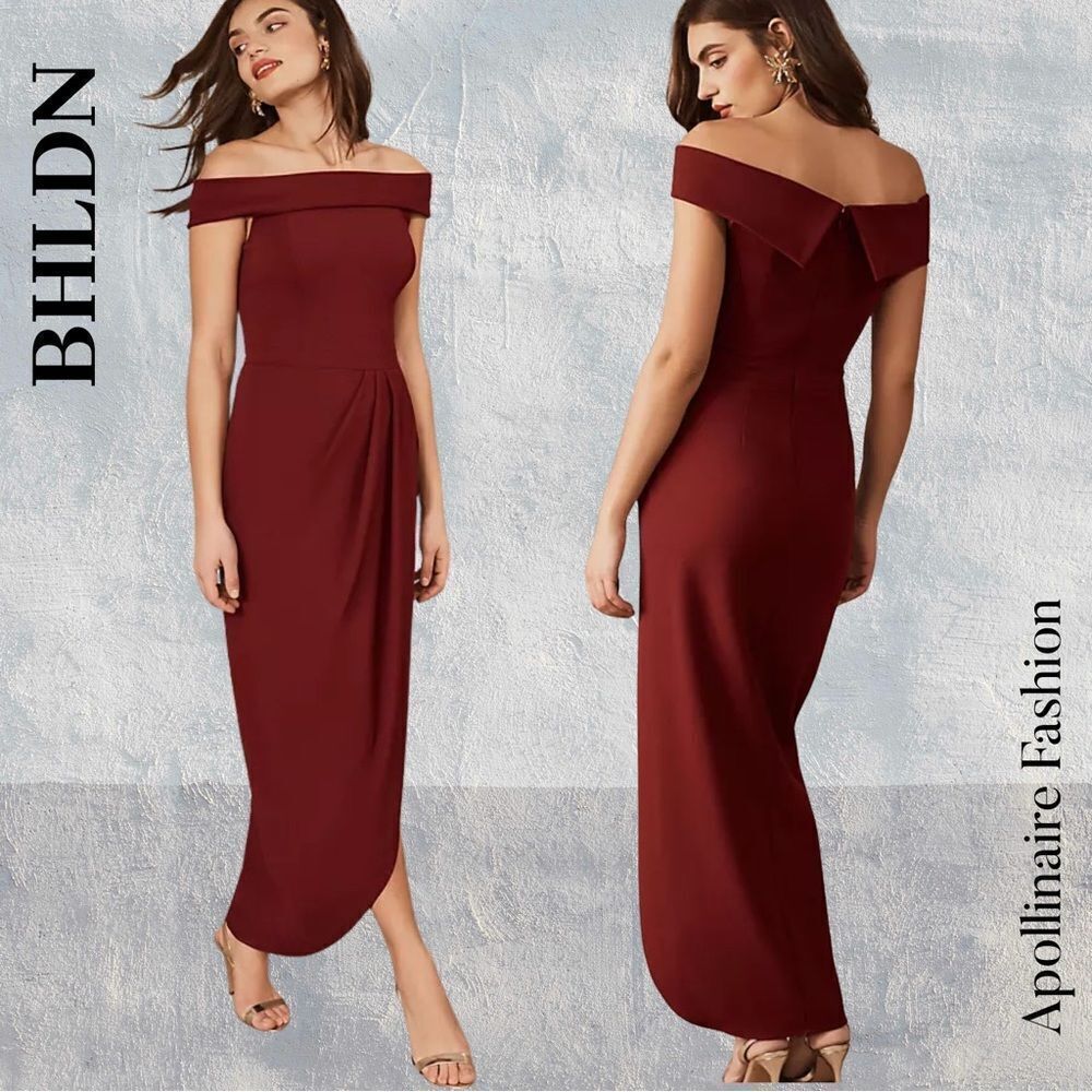 Bhldn Thompson Off Shoulder Dress In Burgundy Red Size 6 Nwt